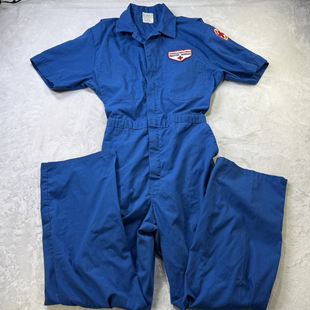 VTG 1960s American Red Cross Uniform Volunteer Coveralls Nurse Jumpsuit Medium